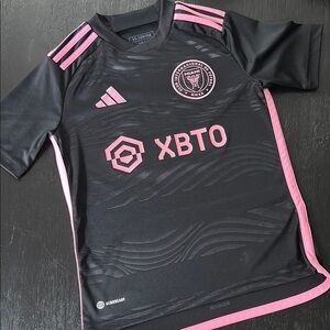 Adidas Black and Pink Soccer Jersey with Team Crest